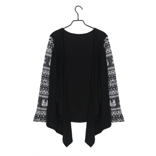 Female Clothing Women Casual Knitted Long Geometric Stitching Patterns Cardigans Patchwork Outwear Coat Tops IMY66