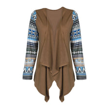 Female Clothing Women Casual Knitted Long Geometric Stitching Patterns Cardigans Patchwork Outwear Coat Tops IMY66