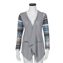 Female Clothing Women Casual Knitted Long Geometric Stitching Patterns Cardigans Patchwork Outwear Coat Tops IMY66