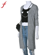 Korean Style Women Knitted Cardigans Casual Crochet Long Sleeve Long Coat Tops Long Sweaters Outwear IMY66