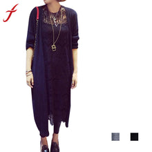 Korean Style Women Knitted Cardigans Casual Crochet Long Sleeve Long Coat Tops Long Sweaters Outwear IMY66