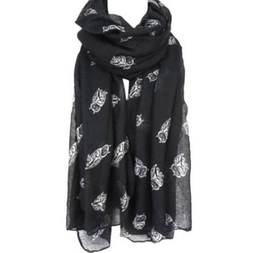 Lady Womens Silk Scarf Long Cute Owl Print Chiffon Scarf Wraps Shawl Soft Scarf Scarves Large Size IMY66