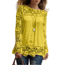 Long Sleeve Blouse Shirt For Women Clothing Blouse Sexy Floral Lace Crochet Hollow Blouses blusas femininas IMY66
