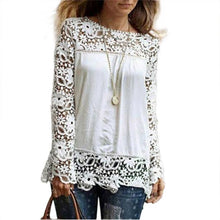 Long Sleeve Blouse Shirt For Women Clothing Blouse Sexy Floral Lace Crochet Hollow Blouses blusas femininas IMY66