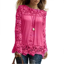 Long Sleeve Blouse Shirt For Women Clothing Blouse Sexy Floral Lace Crochet Hollow Blouses blusas femininas IMY66