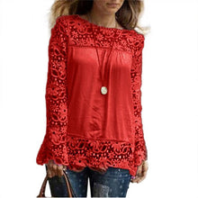 Long Sleeve Blouse Shirt For Women Clothing Blouse Sexy Floral Lace Crochet Hollow Blouses blusas femininas IMY66