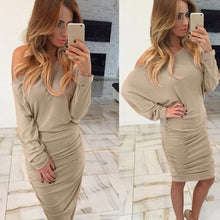 Long Sleeve Dress For Womens Sexy Bodycon Bandage Dresses Off One Shoulder Party Mini Dress Vestidos Femininos IMY66