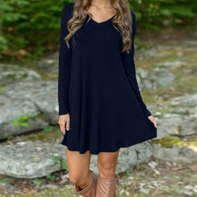 Loose Dress For Women Solid Casual V Neck Long Sleeve Bodycon Party Short Mini Dress vestidos femininos IMY66