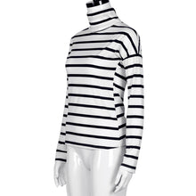 Sexy Striped T-Shirts For Women Casual Turtleneck Backless Long Sleeve T-Shirt Tops T-Shirt femme camiseta mujer IMY66