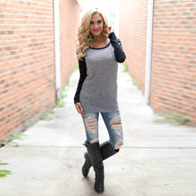 T-Shirts For Women Casual Loose Long Sleeve Round Neck Splice Pullover Tee Shirt femme Tops camisetas y tops IMY66