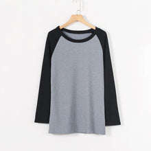 T-Shirts For Women Casual Loose Long Sleeve Round Neck Splice Pullover Tee Shirt femme Tops camisetas y tops IMY66