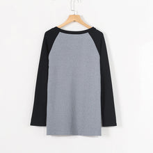 T-Shirts For Women Casual Loose Long Sleeve Round Neck Splice Pullover Tee Shirt femme Tops camisetas y tops IMY66