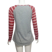 T-Shirts For Women Ladies Casual Round Collar Cotton Long Sleeve Splice Striped Tops Casual Tee Shirt IMY66