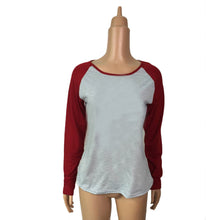 T-Shirts For Women Ladies Casual Round Collar Cotton Long Sleeve Splice Striped Tops Casual Tee Shirt IMY66