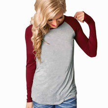 T-Shirts For Women Ladies Casual Round Collar Cotton Long Sleeve Splice Striped Tops Casual Tee Shirt IMY66