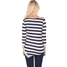 T-Shirts For Women Striped Stitching Long-sleeve Irregular Tops Sexy Tee Shirts femme camisetas y tops IMY66