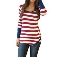 T-Shirts For Women Striped Stitching Long-sleeve Irregular Tops Sexy Tee Shirts femme camisetas y tops IMY66