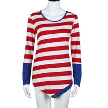 T-Shirts For Women Striped Stitching Long-sleeve Irregular Tops Sexy Tee Shirts femme camisetas y tops IMY66