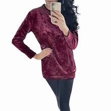 Velvet T-Shirts For Women Casual Long Sleeve Round Neck Loose Pullover Velvet Tee Shirts femme camiseta mujer IMY66