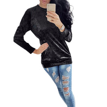 Velvet T-Shirts For Women Casual Long Sleeve Round Neck Loose Pullover Velvet Tee Shirts femme camiseta mujer IMY66