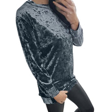 Velvet T-Shirts For Women Casual Long Sleeve Round Neck Loose Pullover Velvet Tee Shirts femme camiseta mujer IMY66