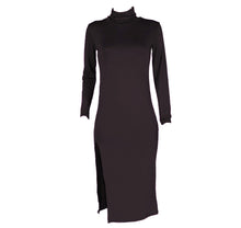 Dress For Women Sexy Open Fork Turtleneck Long Sleeve Bandage Bodycon Knee-Length Dress vestidos femininos IMY66