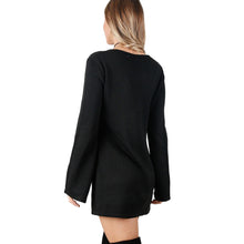 Dress Women Sexy Lace Up V-neck Sweater Knitted Dresses Bandage Flare Sleeve Dress Femme Vestidos Feminino IMY66