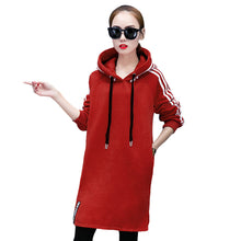 Hooded Dress Women Loose Pullover Long Sleeve Thicken Sweatershirt Dress Vestidos Femininos IMY66