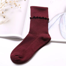 Solid Soft Thick Warm Socks For Women Candy Color Lace Women Socks Personality Socks calcetines mujer IMY66