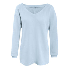 Sweater Women Sexy V Neck Loose Long Sleeve Knitted Sweater Jumper Tops Knitwear Pullovers pull femme IMY66