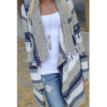 Vintage Women Casual Irregular Cardigan Striped Long Sleeve Knitted Sweater Outwear Loose Jacket Coat Tops IMY66