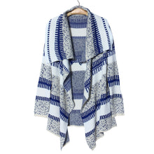 Vintage Women Casual Irregular Cardigan Striped Long Sleeve Knitted Sweater Outwear Loose Jacket Coat Tops IMY66