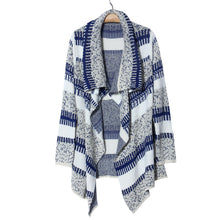 Vintage Women Casual Irregular Cardigan Striped Long Sleeve Knitted Sweater Outwear Loose Jacket Coat Tops IMY66