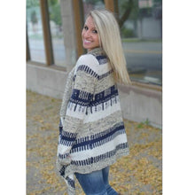 Vintage Women Casual Irregular Cardigan Striped Long Sleeve Knitted Sweater Outwear Loose Jacket Coat Tops IMY66