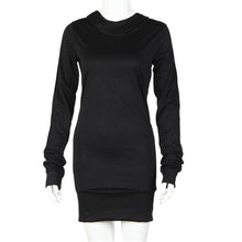 Women Casual Dresses Long Sleeve Sweatershirt Dress Solid Hooded Hoodies Slim Mini Dress Vestidos Feminino IMY66