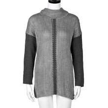 Women Casual Knitted Sweater Patchwork Turtleneck Loose Pullovers Sweater Knitted Tops pull femme IMY66