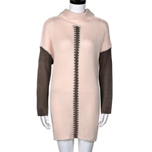 Women Casual Knitted Sweater Patchwork Turtleneck Loose Pullovers Sweater Knitted Tops pull femme IMY66