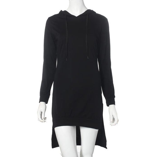 Women Casual Sweatshirt Dress Loose Hooded Double Split Hoodie Pullover Pockets Sweater vestidos femininos IMY66