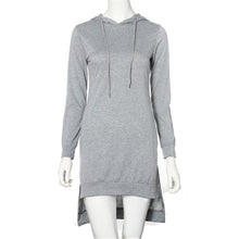 Women Casual Sweatshirt Dress Loose Hooded Double Split Hoodie Pullover Pockets Sweater vestidos femininos IMY66