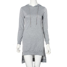 Women Casual Sweatshirt Dress Loose Hooded Double Split Hoodie Pullover Pockets Sweater vestidos femininos IMY66