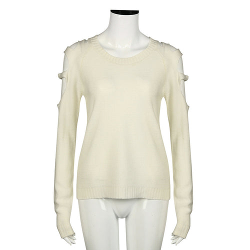 Women Clothing Sexy Off Shoulder Long Sleeve Knitted Sweater Jumper Knitwear Outwear Pullovers IMY66