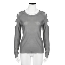 Women Clothing Sexy Off Shoulder Long Sleeve Knitted Sweater Jumper Knitwear Outwear Pullovers IMY66