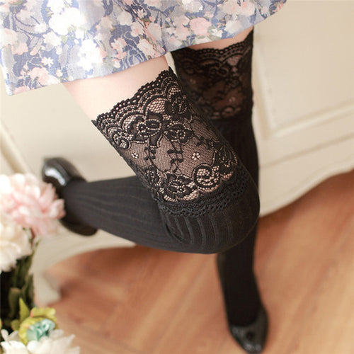 Women Girl Over Knee Socking Leg Warmer Soft Cotton Lace Socks Thigh High socks Sexy Sockings For Women IMY66