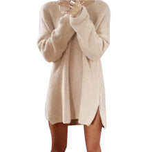 Women Knitted Sweater Dress Irregular Side Zip Chunky Baggy Sweater Jumper Tops Dress Vestidos femininos IMY66