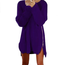 Women Knitted Sweater Dress Irregular Side Zip Chunky Baggy Sweater Jumper Tops Dress Vestidos femininos IMY66