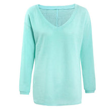 Women Knitted Tops Sexy Casual Loose Long-sleeve V-Neck Shirt Street Pullover Female Sweaters IMY66