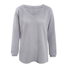 Women Knitted Tops Sexy Casual Loose Long-sleeve V-Neck Shirt Street Pullover Female Sweaters IMY66