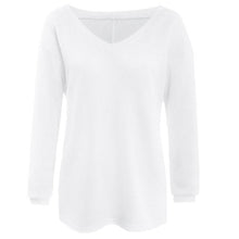 Women Knitted Tops Sexy Casual Loose Long-sleeve V-Neck Shirt Street Pullover Female Sweaters IMY66