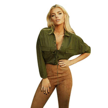 Women Blouses Sexy Deep V Neck Lace Up Tops Casual Long Sleeve Bandage Blouse Shirt blusas femininas IMY66