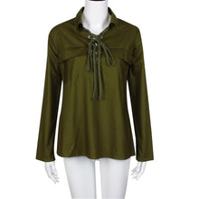 Women Blouses Sexy Deep V Neck Lace Up Tops Casual Long Sleeve Bandage Blouse Shirt blusas femininas IMY66